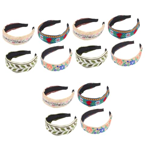 Angoily 12 Stück Besticktes Geknotetes Stirnband Stickerei Haarband Mädchen Stirnband Breites Stirnband Stirnbänder Vintage Haar Turban Haar Accessoires Gestricktes Stirnband von Angoily