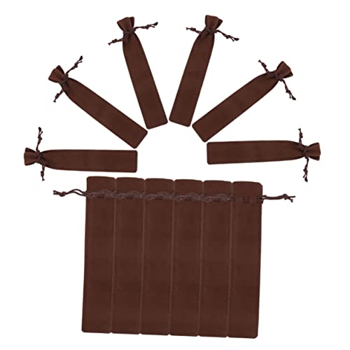 Angoily 12 Stück Mäppchen Stiftverpackungsbeutel Praktische Stifthüllen Stifttaschen Einzelne Stifttasche Kordelstiftbeutel Bleistift Kapazität Erwachsene Schule Groß Brown Flanell von Angoily