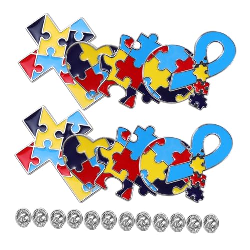 Angoily 12 Stück Multicolor -Puzzle -Liebesbrosche Stifte Abzeichen passende Brosche Kragennadel Brosche Puzzlematte jigköpfe Brosche Anstecknadel für Männer Broschen aus Metall Legierung von Angoily