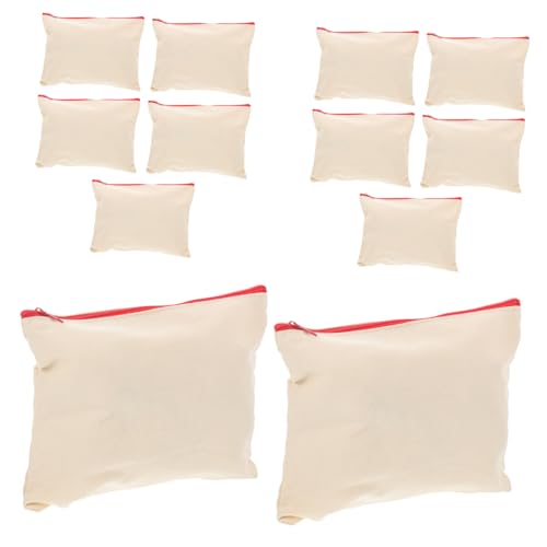 Angoily 12 Stück Quadratische Canvas Stiftetaschen Robuste Einfarbige Federmäppchen mit Reißverschluss für Schule und Büro für Stifte Karten und Kleinigkeiten Zufällige von Angoily