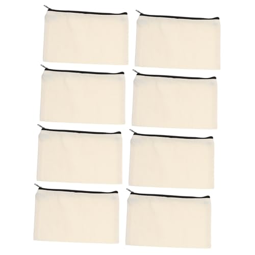 Angoily 12 Stück Teiliges Canvas Make Up Taschen mit Reißverschluss Leere Segeltuch Stiftemäppchen Vielseitig zum Bemalen Besticken und Aufbewahren von Kosmetik und Schreibwaren für DIY von Angoily
