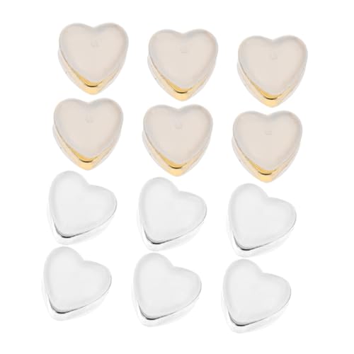 Angoily 12 Stück Teiliges Ohrringstopper Herzform Silikon Ohrstecker Verschluss Leicht Hautfreundlich Flexibel für Damen Herren DIY Schmuckzubehör Gold Weißplatin von Angoily