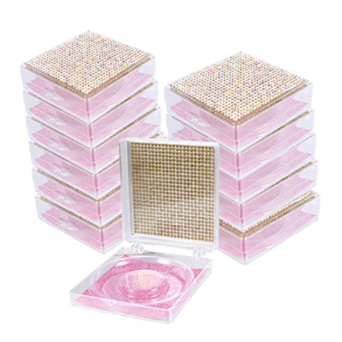 Angoily 12Er-Box Wimpern Box Wimpernaufbewahrung Wimpernhalter aufbewahrungsdose storage boxes falsche wimpern wimpernetui mit wimpernschale Wimpern Organizer Mit Diamant von Angoily