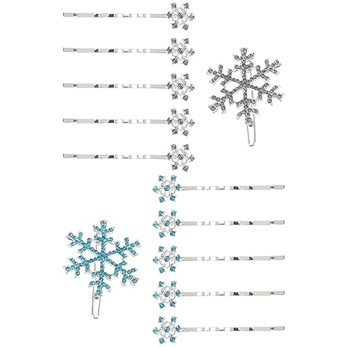 Angoily 12St Schneeflocke Haarnadel Weihnachtshaarschmuck für Frauen Weihnachtshaarnadeln Haarklammer Haarspangen Schneeflocke Haarspange Haarschmuck für Mädchen Metall Kopfbedeckung Kamm von Angoily