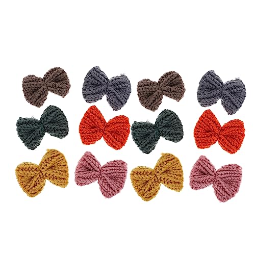 Angoily 12st Gestrickte Schleife Bowknot-verzierungen Blumenapplikationen Bulk-ornamente Für Das Handwerk Haarband Diy Bowknots Scrapbooking-bögen Haarschleifen Baby Mädchen Tasche Garn von Angoily