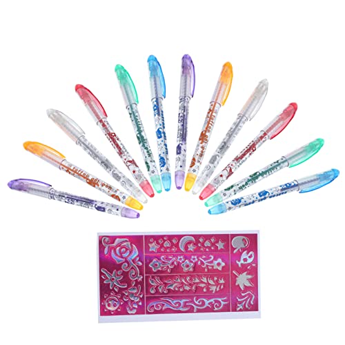 Angoily 12st Tattoo-stift Für Kinder Tattoo Shimmery Pen Diy Painting Pens Reliable Gel Pen Tattoo Paint Markers Kids Washable Tattoo Pens Tattoo Accessories Plastik Tragbar Mach Es Selbst von Angoily