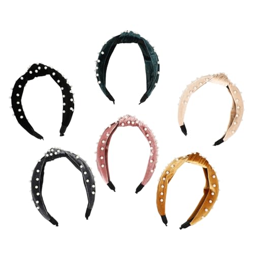 Angoily 18 Stk Perlgeknotetes Stirnband Haarschmuck Tiara Haargummi Haarband Plüschstirnband Für Mädchen Plüschknoten-kopfschmuck Frauen Stirnband Schal Perle Binden E6 von Angoily