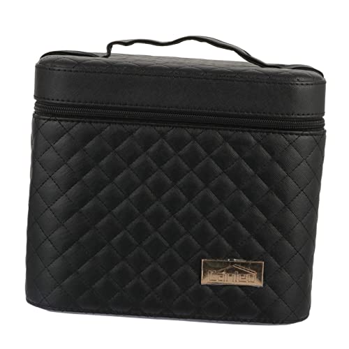 Angoily 1stk Handkosmetiktasche Kosmetiktasche Mit Reißverschluss Schminktasche Tragbar Halsketten-Organizer Schwarze Tragetasche Kleine Tragetasche Pu Haupt Reisen Minimalist Ische Box von Angoily