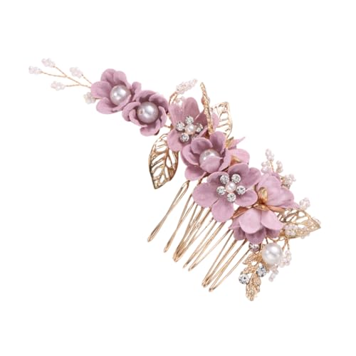 Angoily Brauthaarkamm 1Stk hair accessories for girls hochzeitshaar schmuck brauthaatschmuck brauthaarschmuk haarschmuck Rose Haarnadel schmücken Kamm Brautjungfer Kopfbedeckung Violett von Angoily