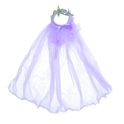 Angoily 1stk Kinder Kopfschmuck Hochzeit Stirnband Kinder Haarkranz Schleier Der Hochzeitsschleier Hochzeitskopfschmuck Für Die Braut Weißer Schleier Mädchen Das Erste Mal Kleid Violett von Angoily