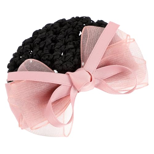 Angoily 1stk Blütenkopf Damen Bling Dekor Bowknot-brötchenabdeckung Bowknot-schlauchnetz Schal Errötendes Dekor Häkeln Rosa Tiara Brötchen Schleife Kopfschmuck Arbeit Haar Band Fischernetz von Angoily