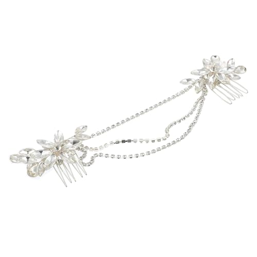 Angoily 1stk Doppelter Haarkamm Haarklammern Für Frauen Haarnadelschmuck Kristall-strass Haartopper Brautjungfer Haarspange Braut Haarspange Zubehör Weiß Hochzeit Strasssteine Fräulein von Angoily