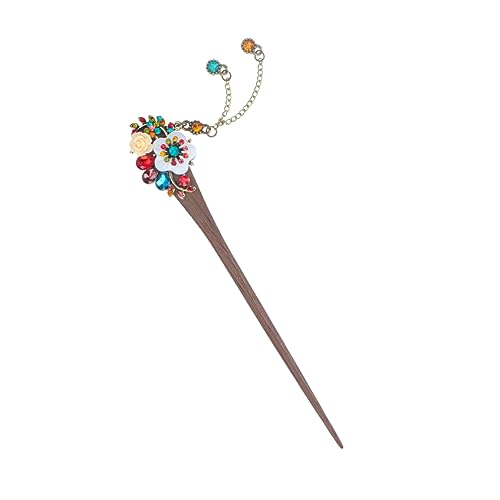 Angoily 1stk Hochzeit Haarstab Vintage Chinesische Haarnadel Japanische Haarstäbchen Kristall Haarstab Retro Hair Stick Hochzeitshaar Schmuck Haar Stäbchen Sandelholz Hölzern Hanfu Braut von Angoily