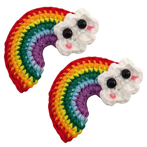 2 Paar Regenbogen Haars pange Kinder Haarnadeln süße Haarspangen Schnapphaarspange Haarklammer haarschmuck Haarpflegezubehör Haar Klammern wild Kopfbedeckung Südkorea Mädchen Garn von Angoily