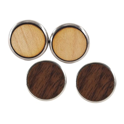 Angoily 2 Paare Runde Holzmanschettenknöpfe Schwarzem Walnuss und Ahornholz Hemdknöpfe für Herren Langlebige und Klassische Manschettenverzierung Passend für Formelle Anlässe und Business von Angoily