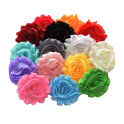 Angoily 2 Sätze DIY Shabby Chiffon Für Haarschmuck Gemischte Farben Stoffblumen Für Haaraccessoires Und Bastelprojekte 30 Stück * 2 von Angoily