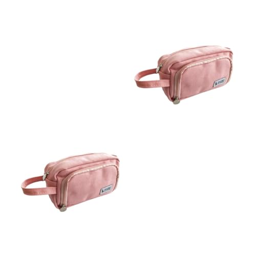 Angoily 2 Stck. Bleistiftbeutelbeutel Bleistiftkoffer für minimalistische Stifttasche Studenten-Stifttasche Federmäppchen für Mädchen Organisator für Schulbedarf Segeltuch Rosa von Angoily