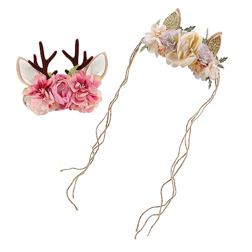 Angoily 2 Stk Baby Blumen Haarband silk hair ties kinder haarreif Haarbänder kinder stirnbänder festliche Stirnbänder Weihnachten Stirnband schmücken Haarschmuck Kopfbedeckung Hanfseil von Angoily