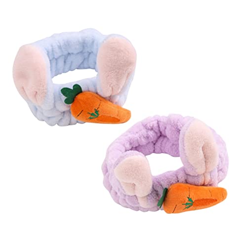 Angoily 2 Stk Hasenohr-Kopftuch Gesicht Stirnband waschen ausgestopfter Hase aus Plüsch Stoffhase Kaninchen Haarband bunny ears women Haargummi Plüsch-Stirnband Karotte Schal Combo-Platte von Angoily