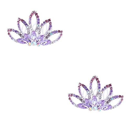 Angoily 2 Stk Haarband Haarspangen Für Mädchen Hochzeit Kamm Diademe Strass-stirnbänder Für Frauen Ausgefallene Haaraccessoires Für Damen Strass-tiara Seite Zubehör Blumen Violett Braut von Angoily