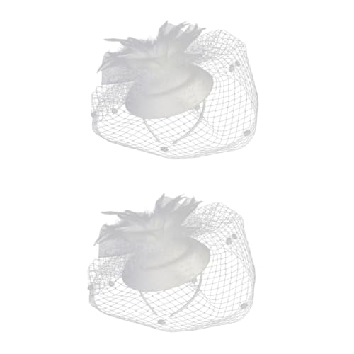 Angoily 2 Stk Haarnadel mit Blumenhut Mini-Clips für Haare Kopfbedeckungen für Frauen Tiara Haarbänder Haarschmuck für die Hochzeit Foto-Requisiten-Kopfschmuck Feder Stirnband schmücken von Angoily