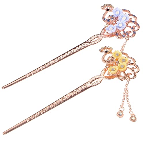 Angoily 2 Stk Quaste Schritt Haarnadel Haarschmuck Für Damen Hochzeit Haarspangen Haarstock Vintage Haarstab Vintage-dekor Legierung Fräulein Stift Chinesischer Stil von Angoily