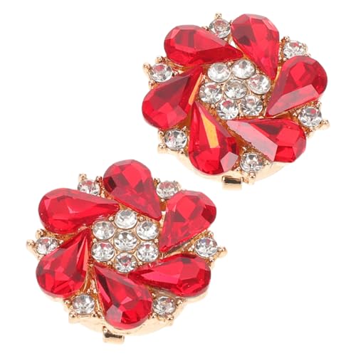 Angoily 2 Stück Abnehmbare Strass Knopfüberzüge aus Metall Kreative Rote Knopfverzierungen für Damenblusen Dekorative Manschettenknopf-accessoires Geeignet für Hemdknöpfe von Angoily