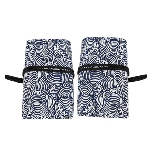 Angoily 2 Stück Aufrollbares Federmäppchen aus Segeltuch mit Kleinem Wellenmuster Großer Kapazität Fächer Stiftehalter Bunter Stifte Organizer Stifteset für Schule und Künstler von Angoily