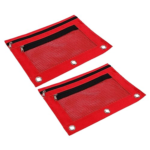 Angoily 2 Stück Binder Federmäppchen Bleistift Beutel Bürobedarfstaschen mit schreibwaren Organizer Stift aufbewahrung Pencil case tragbare Stifttasche Federmäppchen aus Oxford-Stoff rot von Angoily