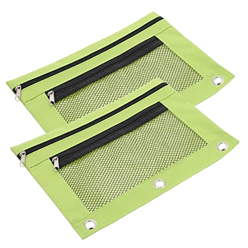Angoily 2 Stück Binder Federmäppchen Stoff Schreibwaren Blau Schule Taschen aufbewahrungssack Storage Pockets schlamperetui Federmäppchen mit Reißverschluss großes Federmäppchen Green von Angoily
