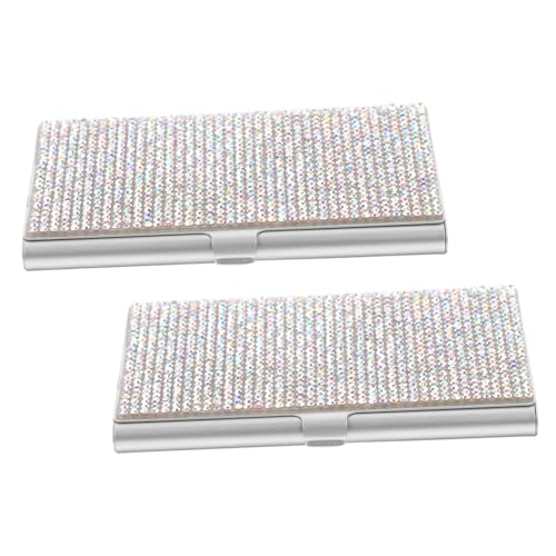 Angoily 2 Stück Business Card Case aus Aluminiumlegierung Schlanker Metall Visitenkartenhalter Robuster Organizer für Büro Reisen und Networking Tragbar Schnelles Zugreifen Professionelles von Angoily