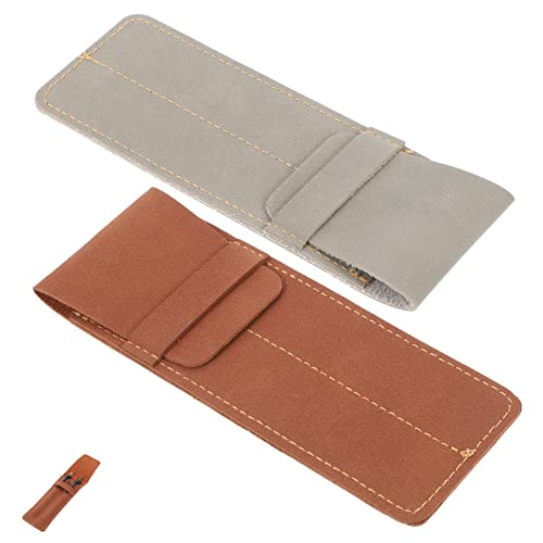 Angoily 2 Stück Etui Fall Beutel Füller Brunnen Inhaber Schreibwaren Für Schutz Ärmel Süße Federtasche Kugelschreibertasche Zwei Stifthülsen Füllfederhaltertasche Stifttaschen Leder von Angoily