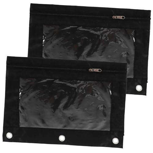 Angoily 2 Stück Mäppchen Veranstalter Tasche Mit Beutel Für Bleistift Schreibwaren Klarsichthülle Federmappe Schwarz PVC von Angoily