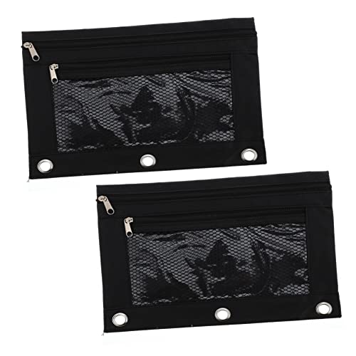 Angoily 2 Stück Mäppchen briefpapier Set schreibwaren Set Reißverschlusstaschen, Netztaschen Stift Bleistifthalter Tasche Tuch Schreibwarentaschen Bleistiftbeutel mit Reißverschluss Black von Angoily