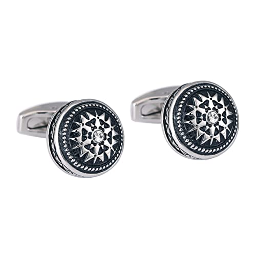 Angoily 2 Stück Manschettenknöpfe für Herren Strass Design Cufflinks für Anzüge und Formelle Anlässe Einfach zu Entfernen und Wiederverwendbar Silberfarben von Angoily