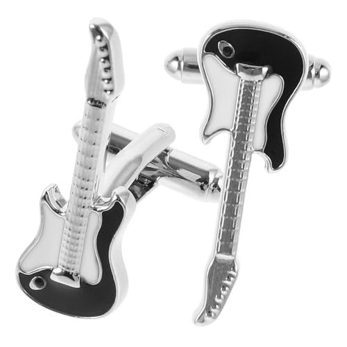 Angoily 2 Stück Musik Manschettenknöpfe Gitarrenform Messing Herren Schmuck Klassisch und Langlebig Für Alltag und Party Geeignet von Angoily