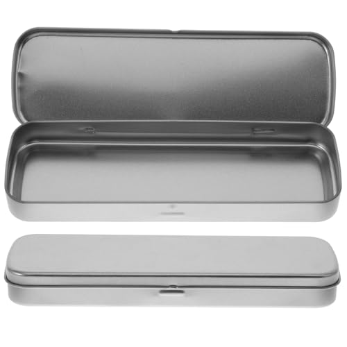 Angoily 2 Stück Schreibwaren-Box Schulbüro Bleistiftdose Schlichtes Federmäppchen Taschenstifthalter Organisierter Bleistiftfall Desktop Make -up -organisator Silber Weißblech Angoily 2 Stück Schreibwaren-Box Schulbüro Bleistiftdose Schlichtes Federmäppchen Taschenstifthalter Organisierter Bleistiftfall Desktop Make -up -organisator Silber Weißblech von Angoily