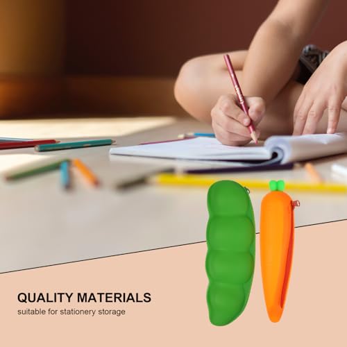Angoily 2 Stück Silikon Federmäppchen Groß Kapazität Reißverschluss Pen Organizer Robustes Leicht zu Reinigendes Material Buntes Design für Schüler und Lehrer Kreatives Schreibwaren von Angoily