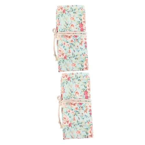Angoily 2 Stück Stiftvorhang Stiftrollbeutel Großes Federmäppchen Bleistift Etui Stiftbeutel Stiftwickeltaschen Ästhetisch Dekorativer Stifthalter Stiftverpackungs-Organizer Segeltuch von Angoily