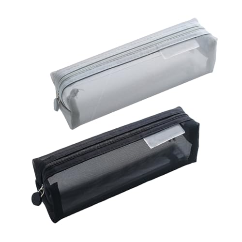 Angoily 2 Stück Teiliges Mesh Stiftemäppchen für Schüler Transparentes Federmäppchen mit Flexiblem Material Geräumig für Stifte Radiergummi Anspitzer als Schul oder Organizer Schwarz von Angoily