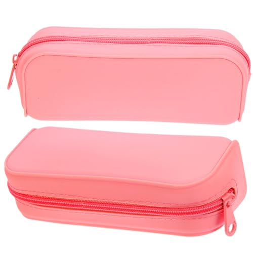 Angoily 2 Stück Teiliges Silikon Federmäppchen Große Kapazität Weiches Verschleißfestes Stifteetui mit Glattem Reißverschluss Praktisch für Schule Büro Damen und Teenager Farbenfrohes von Angoily