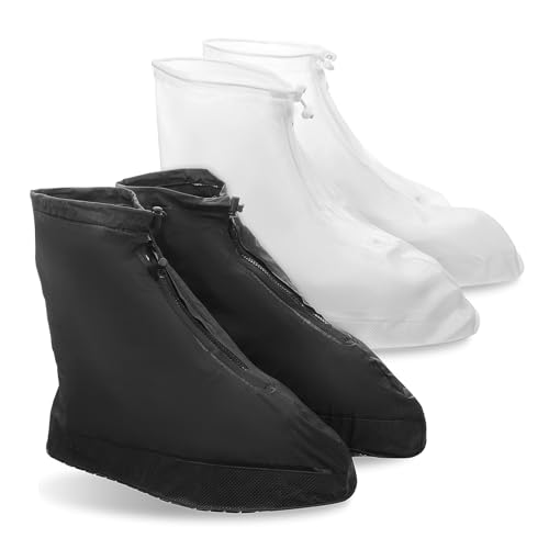 Angoily 2 Stück wasserdichte Überschuhe Regenschuhüberzüge aus Gummi mit Rutschfester Sohle Geschnittene Wiederverwendbare Schuhschützer für Herren und Damen Schutz vor Nässe und Schlamm von Angoily