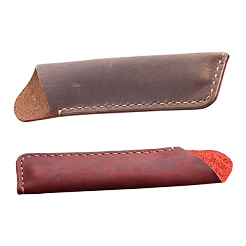 Angoily 2 Stücke Retro Stiftetui aus Rindsleder Handgefertigte Stifthalter für Schüler und Studenten Zubehör für Bürobedarf Braun von Angoily