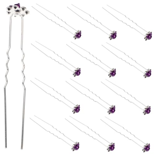 Angoily 20 Stk Goody Haarspangen Für Frauen Haar Mit Kristall-strasssteinen Blumenhaarspangen Für Frauen Perlenhaarspangen Haarschmuck Aus Strass Hochzeit Tiara Violett Klein Yiwu Braut von Angoily