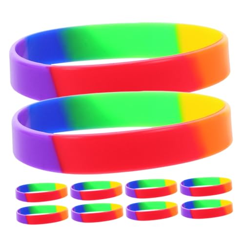 Angoily 20 Stück Regenbogen-Armband Stolz-Armband Lustiges Farbarmband Gummi -Handgelenkbänder Pride Month Armbänder Pride-Party-Versorgung Benutzerdefinierte Silikon -Armbänder Kieselgel von Angoily