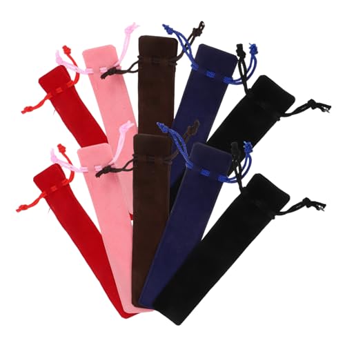 Angoily 20 Stück Samt Stifttaschen mit Kordelzug Doppelseitig Gepolstert Schmale Federmäppchen für Kunststifte Schutz und Aufbewahrung Geeignet für Schule Büro und Künstlerbedarf in Farben von Angoily