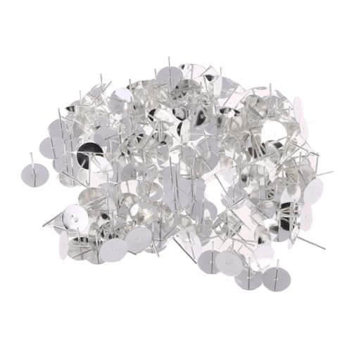 Angoily 200 Stück Ohrstecker Silber Runde Ohrstecker Basis für Damen und Frauen Klassischer Ohrschmuck Langlebig und Hautfreundlich von Angoily