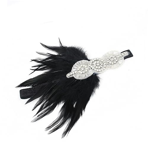 Angoily 20er Jahre Stirnband Haarschmuck für die Hochzeit Gatsby Haarschmuck Flapper-Stirnband Tiara kopfschmuck Feder Haarband Performance-Haarband Kleid Kopfbedeckung Zubehör Braut von Angoily