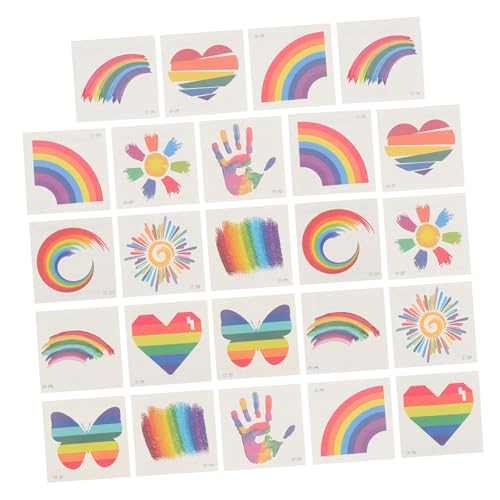 24St Gesichtsaufkleber Regenbogen-Geburtstagsdekorationen Homosexuell regenbogen aufkleber Stolz temporary tattoos temporäre tattoos wasserdicht Banner Aufkleber für Wassertransfer von Angoily