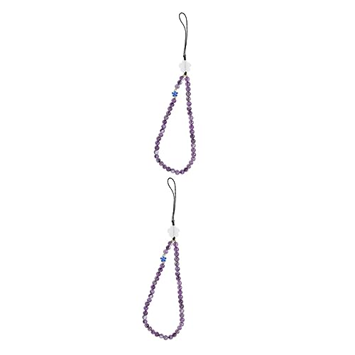 Angoily 2st Amethyst-handy Kette Magnet-action-kamerahalterung Handy Armband Handyanhänger Zum Aufhängen Handy Lanyards Für Um Den Hals Handgelenksband Perlschnur Damen Charme Stein von Angoily